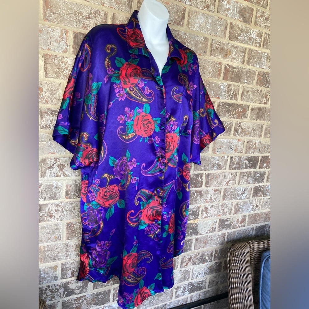 Vintage Intimate Pleasures Night Robe Hollywood Glam 14/16 Polyester Ornate - Picture 2 of 8